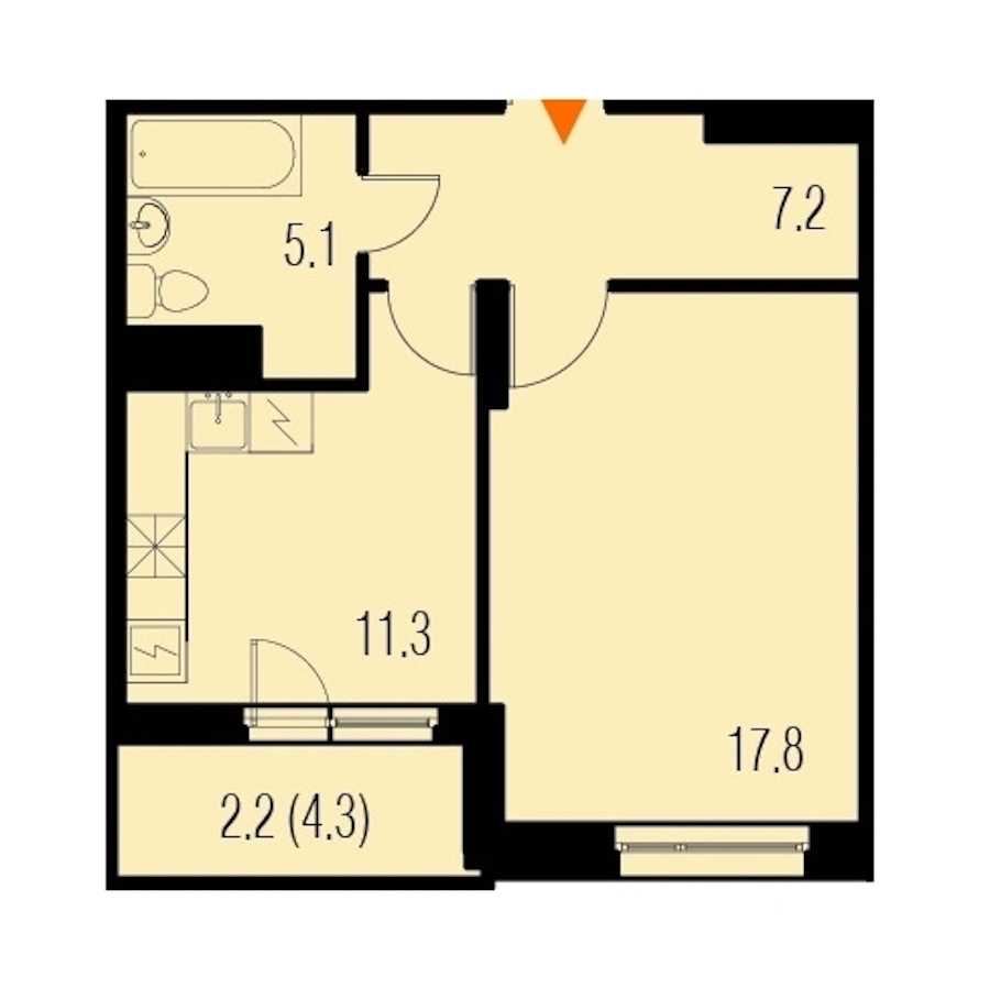 Однокомнатная квартира в : площадь 44 м2 , этаж: 17 – купить в Санкт-Петербурге